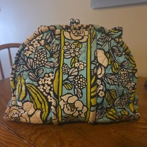 Vera Bradley Blue and Green Floral Cosmetic Bag